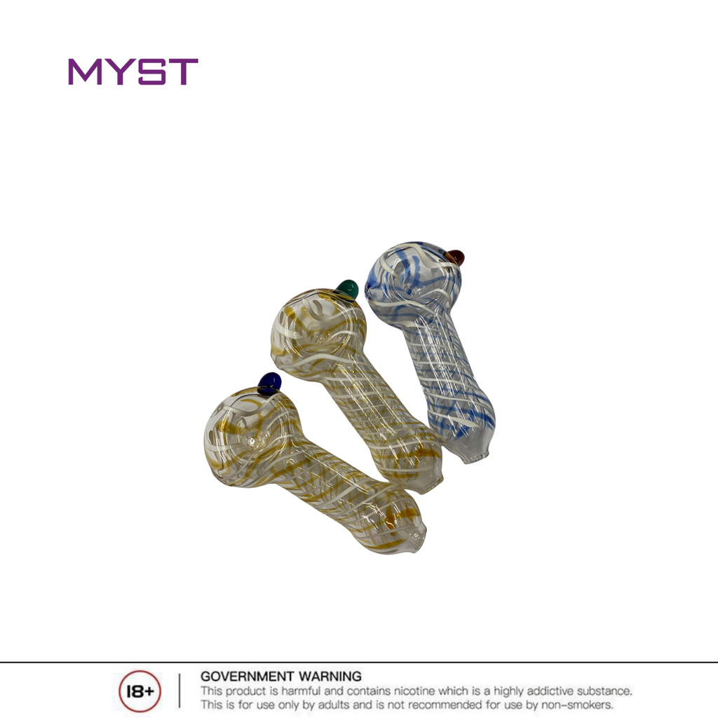 Fuma Hand Pipe 01GT015 Spiral with Marble - 3 Inches